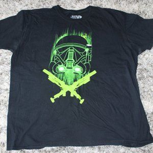 STAR WARS Rogue One Death Trooper Neon Green Helmet Black T-Shirt Adult Size 2XL